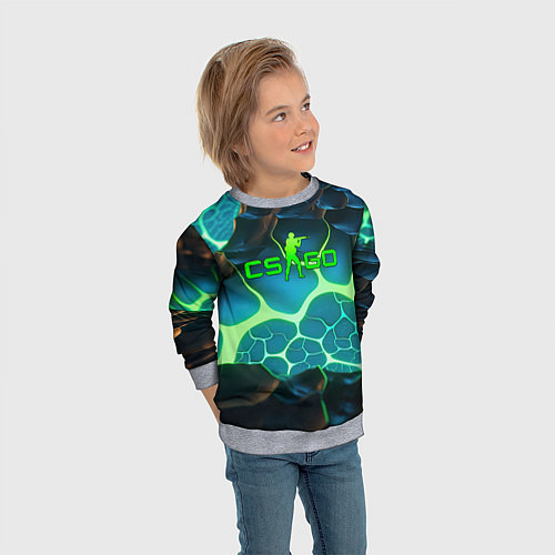 Детский свитшот CSGO разлом неоновых плит / 3D-Меланж – фото 3