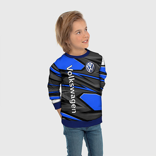 Детский свитшот Вольцваген - спортивная униформа / 3D-Синий – фото 3
