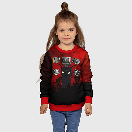 Детский свитшот Skibidi toilet Tv Man / 3D-Красный – фото 4