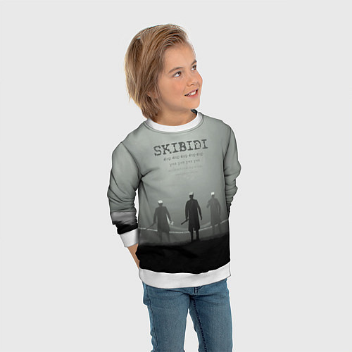 Детский свитшот Skibisi toilet Camera men / 3D-Белый – фото 3