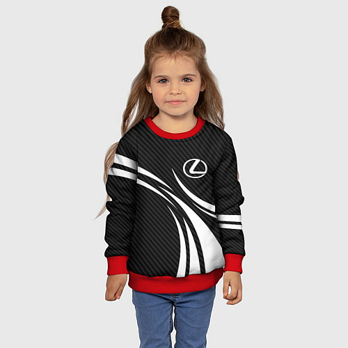 Детский свитшот Lexus - carbon line / 3D-Красный – фото 4