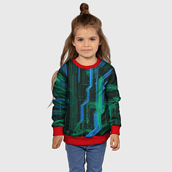 Свитшот детский Кибер схемы синие, цвет: 3D-красный — фото 2