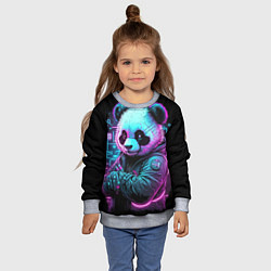 Свитшот детский Панда в неоновом свете, цвет: 3D-меланж — фото 2