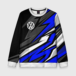 Свитшот детский Volkswagen - Синяя абстракция, цвет: 3D-белый