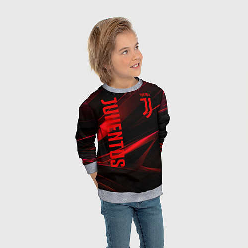 Детский свитшот Juventus black red logo / 3D-Меланж – фото 3