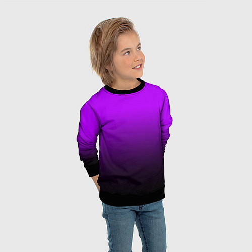 Детский свитшот Градиент фиолетово-чёрный / 3D-Черный – фото 3