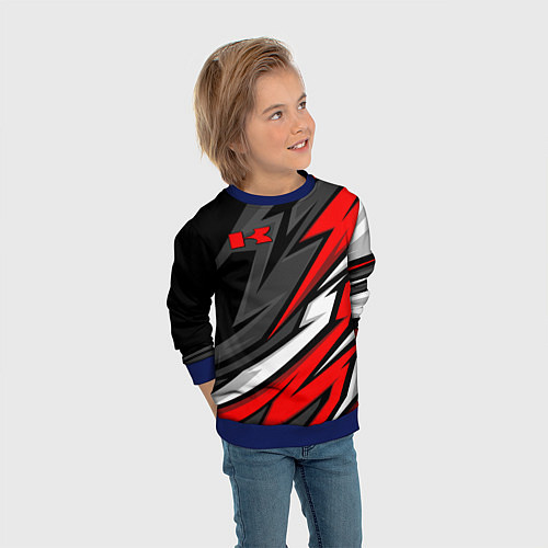 Детский свитшот Kawasaki - red uniform / 3D-Синий – фото 3