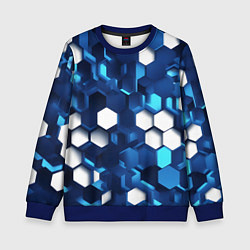 Свитшот детский Cyber hexagon Blue, цвет: 3D-синий