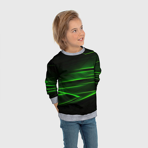 Детский свитшот Green lines abstract / 3D-Меланж – фото 3