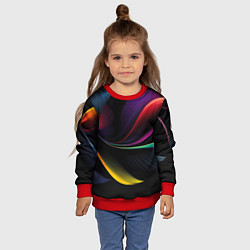 Свитшот детский Ночная абстракция из разноцветных лучей, цвет: 3D-красный — фото 2