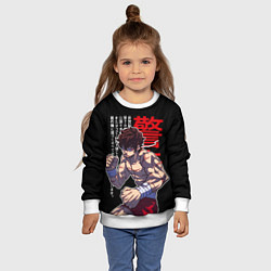 Свитшот детский Баки Ханма и иероглифы, цвет: 3D-белый — фото 2