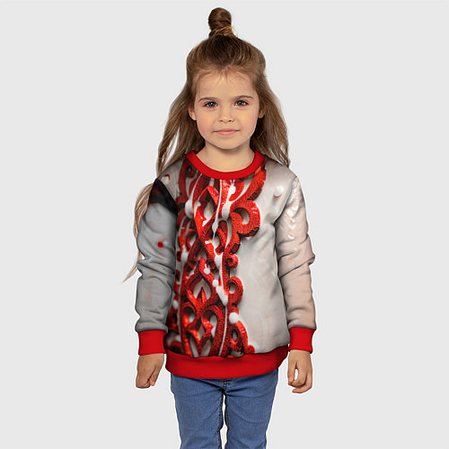 Детский свитшот Красно-Черные Импульсы / 3D-Красный – фото 4
