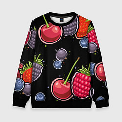 Свитшот детский Плоды и ягоды, цвет: 3D-черный