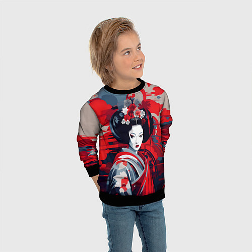 Детский свитшот Geisha vector style / 3D-Черный – фото 3
