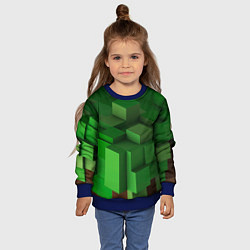 Свитшот детский Зелёный блоковый паттерн, цвет: 3D-синий — фото 2