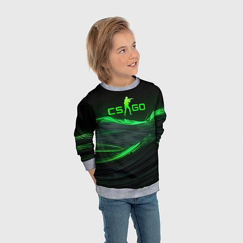 Детский свитшот CSGO neon green logo / 3D-Меланж – фото 3