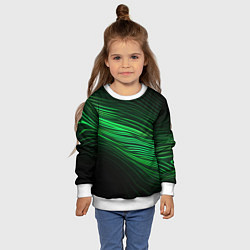 Свитшот детский Green neon lines, цвет: 3D-белый — фото 2