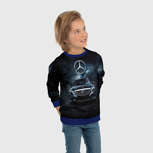 Детский свитшот Mercedes Benz black / 3D-Синий – фото 3