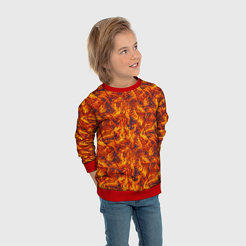 Детский свитшот Огненный узор / 3D-Красный – фото 3