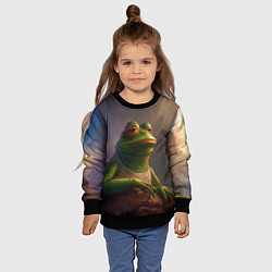 Свитшот детский Натуральная лягушка Пепе, цвет: 3D-черный — фото 2