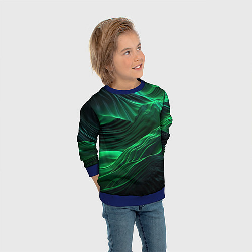 Детский свитшот Зеленая абстракция / 3D-Синий – фото 3