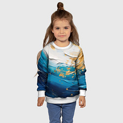 Свитшот детский Белый, синий, золотой импасто абстракция, цвет: 3D-белый — фото 2