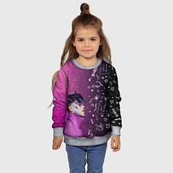 Свитшот детский Лил Пип тату фиолетовый, цвет: 3D-меланж — фото 2