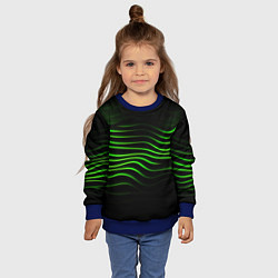 Свитшот детский Зеленые абстрактные волны, цвет: 3D-синий — фото 2