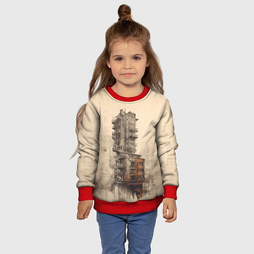 Детский свитшот Иллюстрация футуристического дома / 3D-Красный – фото 4