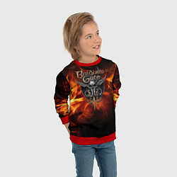 Свитшот детский Baldurs Gate 3 fire logo, цвет: 3D-красный — фото 2