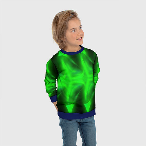 Детский свитшот Black green abstract / 3D-Синий – фото 3