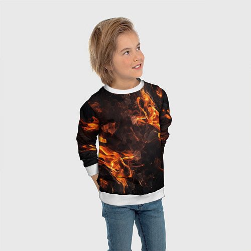 Детский свитшот Огонь и дым / 3D-Белый – фото 3