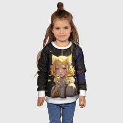 Свитшот детский Грустная девушка-кошка, цвет: 3D-белый — фото 2