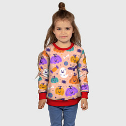 Свитшот детский Halloween - pumpkins and ghosts, цвет: 3D-красный — фото 2