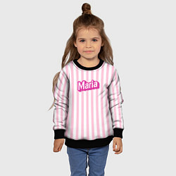 Свитшот детский Имя Мария в стиле Барби: розовая полоска, цвет: 3D-черный — фото 2