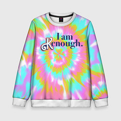 Свитшот детский I am Kenough - retro tie-dye, цвет: 3D-белый