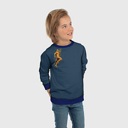 Свитшот детский Золотой бегущий человек, цвет: 3D-синий — фото 2
