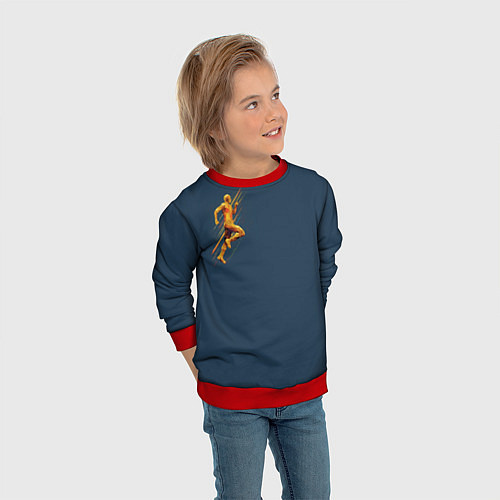 Детский свитшот Золотой бегущий человек / 3D-Красный – фото 3