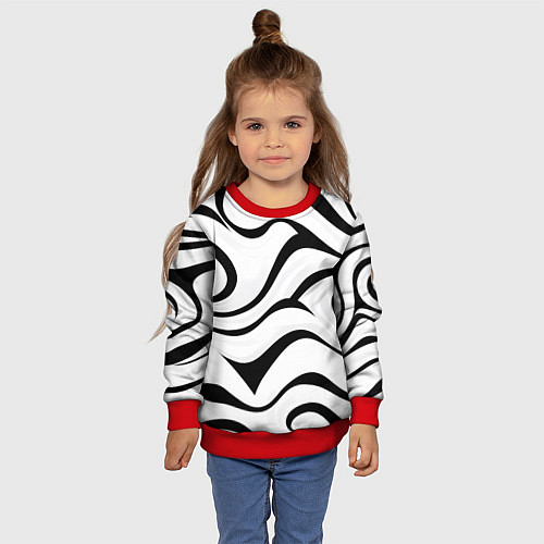 Детский свитшот Анималистическая абстракция зебры / 3D-Красный – фото 4