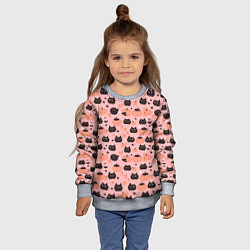 Свитшот детский Чёрные коты с тыквами на хэллоуин, цвет: 3D-меланж — фото 2