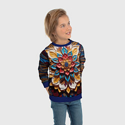 Свитшот детский Цветок масляные краски, цвет: 3D-синий — фото 2