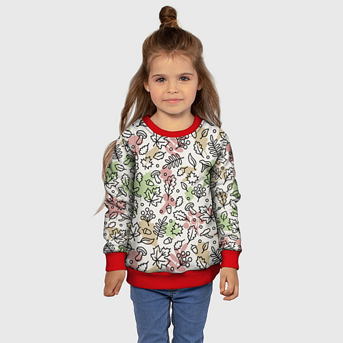 Детский свитшот Осень - бежевый / 3D-Красный – фото 4