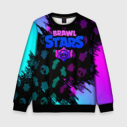 Свитшот детский Brawl stars neon logo, цвет: 3D-черный