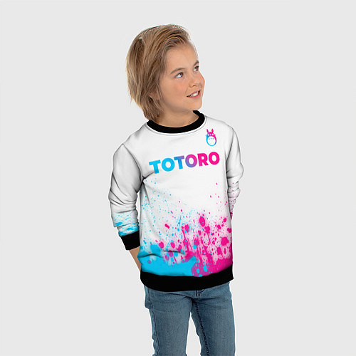 Детский свитшот Totoro neon gradient style: символ сверху / 3D-Черный – фото 3