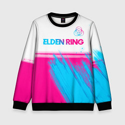 Свитшот детский Elden Ring neon gradient style: символ сверху, цвет: 3D-черный