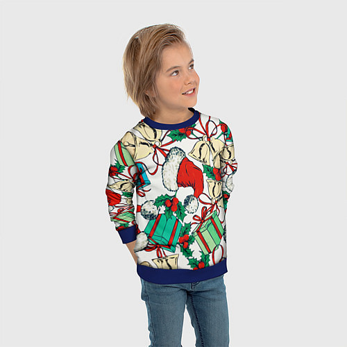 Детский свитшот Узор с новогодними падарками / 3D-Синий – фото 3