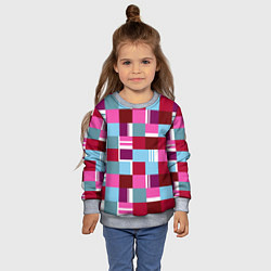 Свитшот детский Ретро квадраты вишнёвые, цвет: 3D-меланж — фото 2