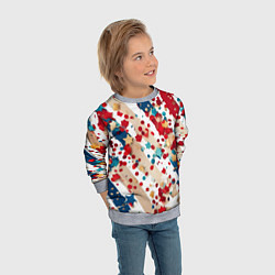 Свитшот детский Новогодние линии красный синий, цвет: 3D-меланж — фото 2