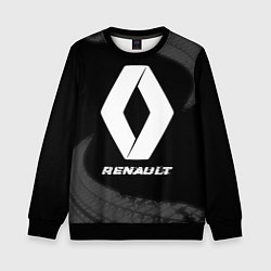 Свитшот детский Renault speed на темном фоне со следами шин, цвет: 3D-черный