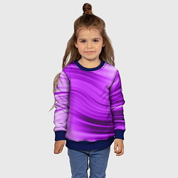Свитшот детский Розово фиолетовый абстрактный узор волны, цвет: 3D-синий — фото 2
